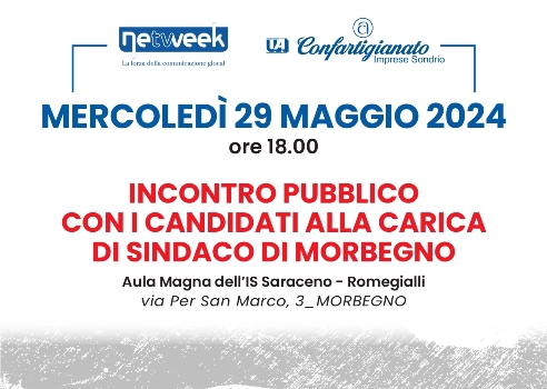 Incontro pubblico con i candidati alla carica di sindaco di Morbegno Patrizio 29 maggio