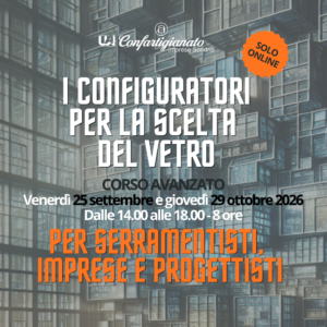 configuratori vetro 25 set e 29 ott 2026 corso