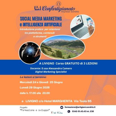 CORSO LIVIGNO SOCIAL MEDIA MARKETING E INTELLIGENZA ARTIFICIALE 2026